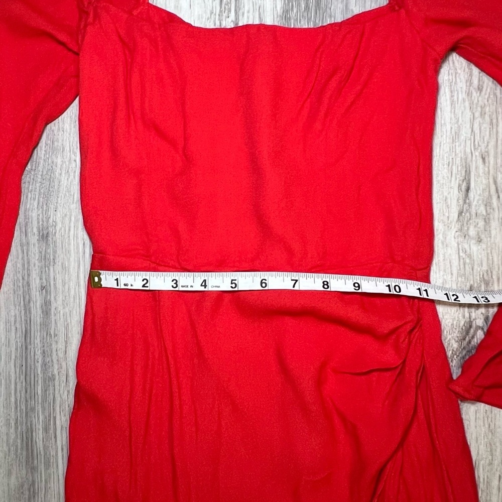ReformationOrange/Red Long Sleeve Asymmetric Midi Dress Size 2 - Picture 10 of 14